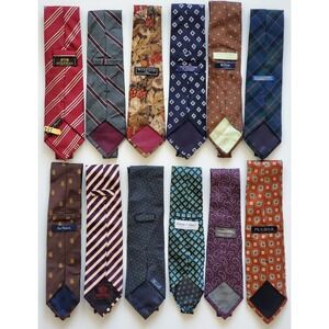 Lot of 12 Men's Silk Ties Of Different Countries,Patterns, Design, Marks & Brand